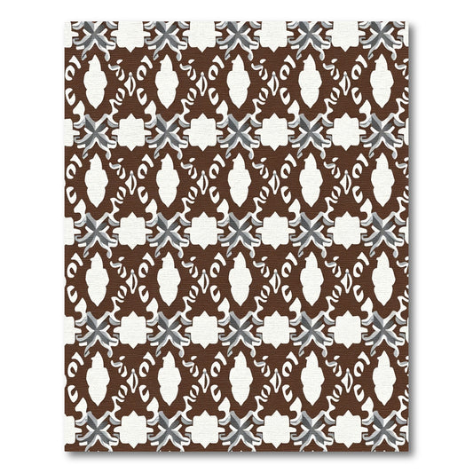 Brown White Gray Geometric Medallion Rug