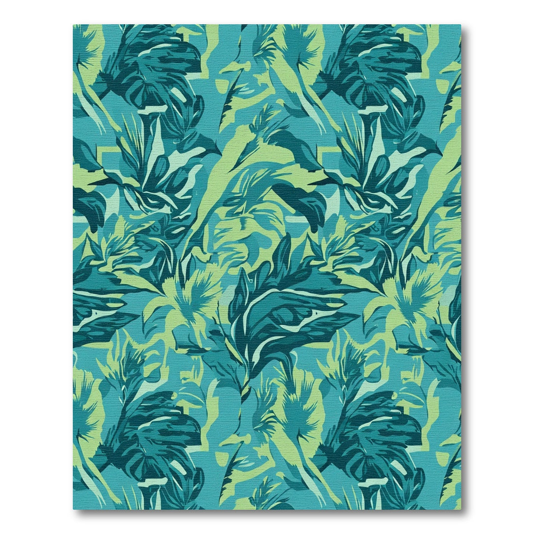 Teal And Green Tropical Foliage Rug