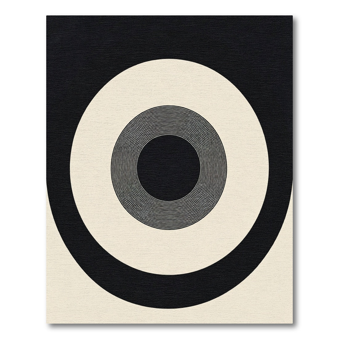 Black Cream Concentric Circles Rug