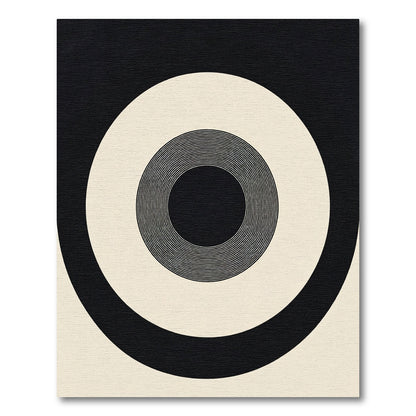 Black Cream Concentric Circles Rug