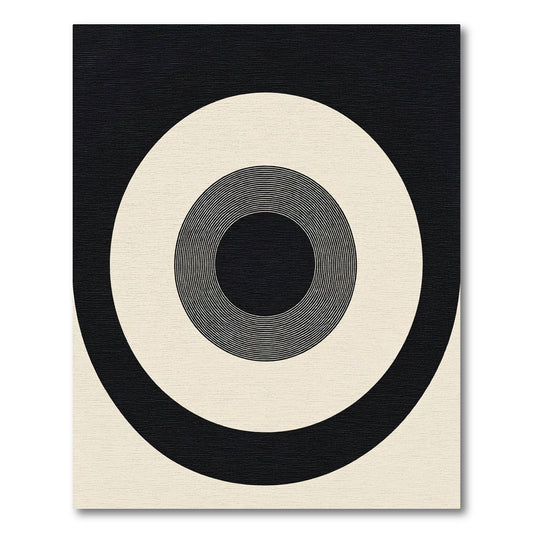 Black Cream Concentric Circles Rug