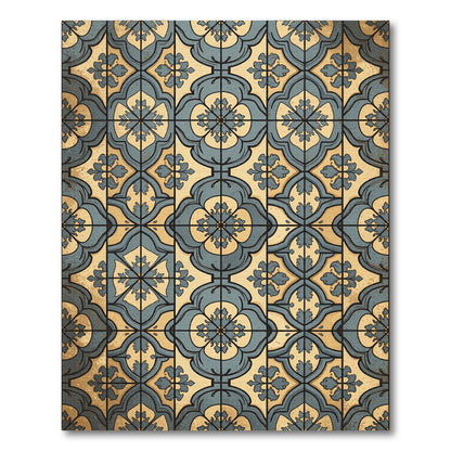 Vintage Teal Golden Quatrefoil Medallion Rug