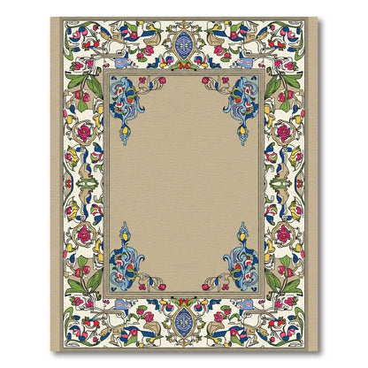 Vibrant Floral Border with Blue Accents Rug