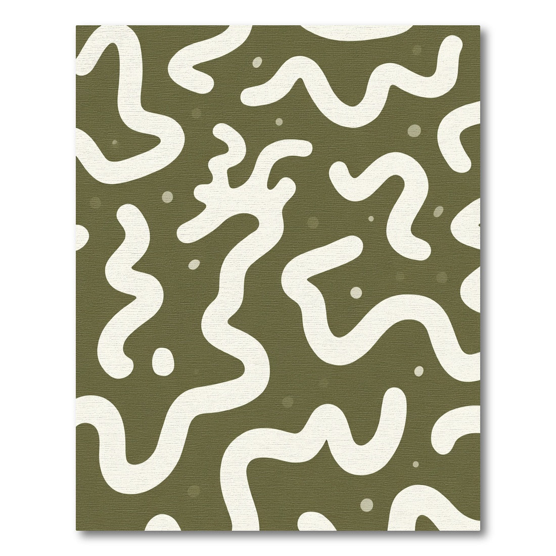 Olive Cream Abstract Organic Swirls Rug