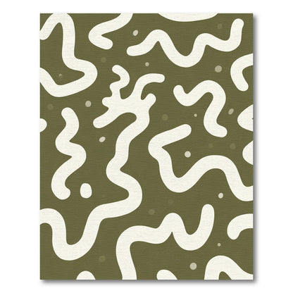 Olive Cream Abstract Organic Swirls Rug