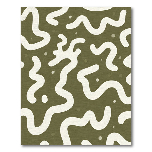 Olive Cream Abstract Organic Swirls Rug