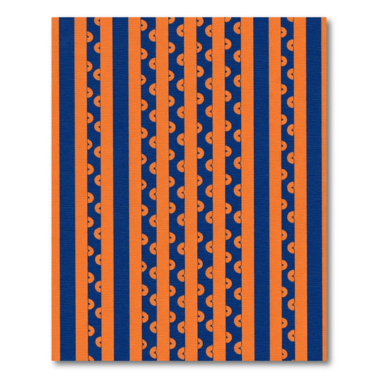 Bold Orange Blue Stripe Crescent Rug