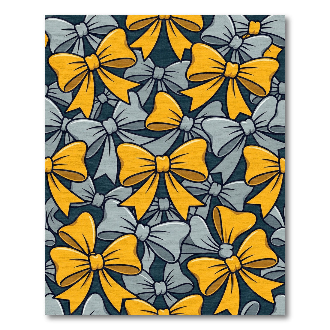 Golden Gray Bow Ribbon Pattern Rug