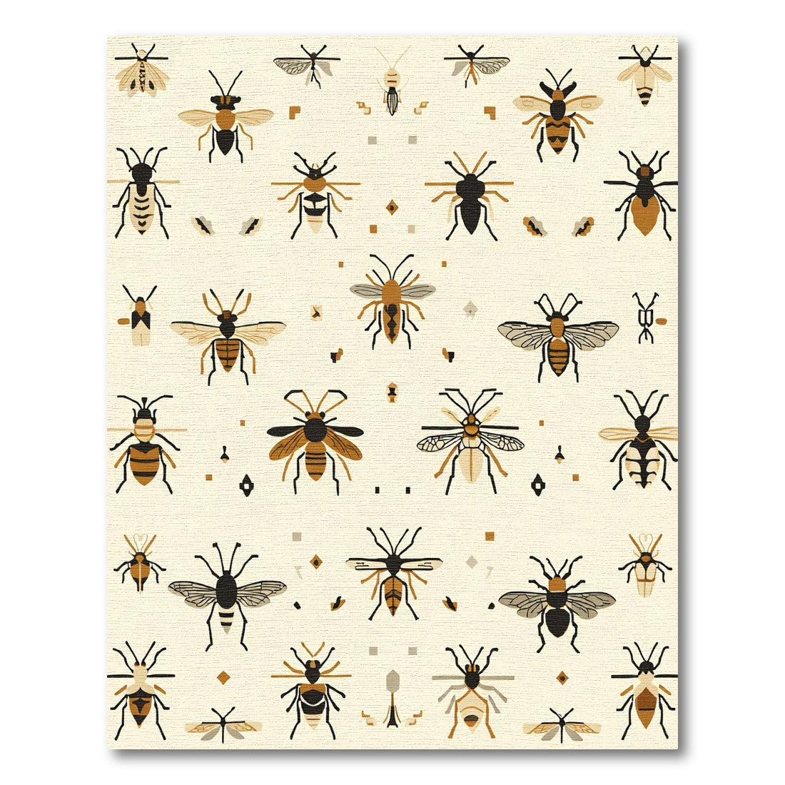 Golden Bee Insect Collection Rug