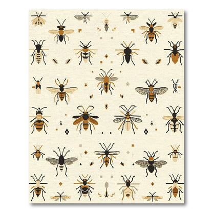 Golden Bee Insect Collection Rug