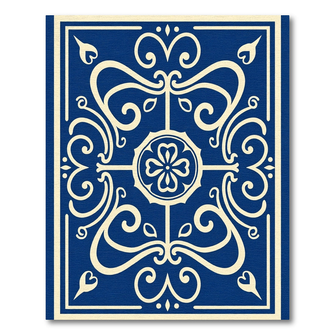 Classic Blue Ivory Scrollwork Mandala Rug