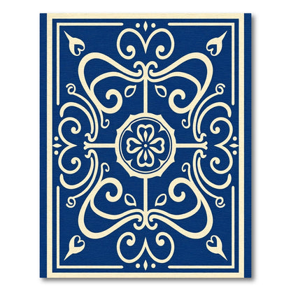 Classic Blue Ivory Scrollwork Mandala Rug