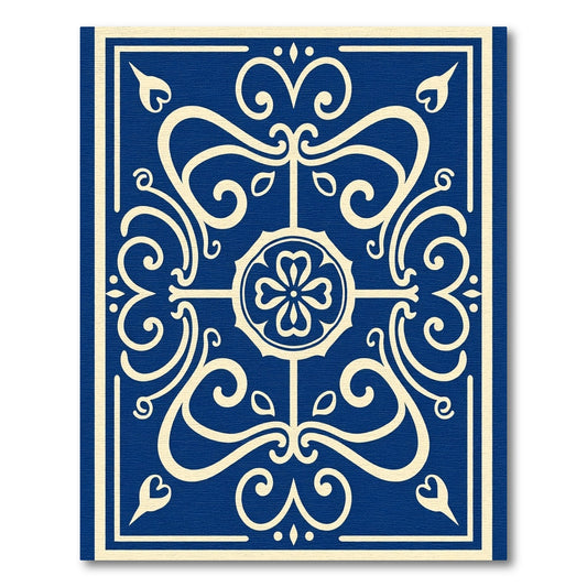 Classic Blue Ivory Scrollwork Mandala Rug
