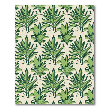 Emerald Green Tropical Leaf Garland Rug