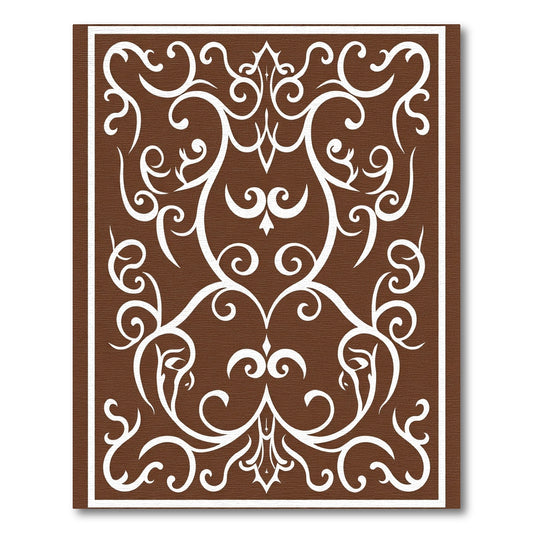 Brown White Ornate Scroll Centerpiece Rug