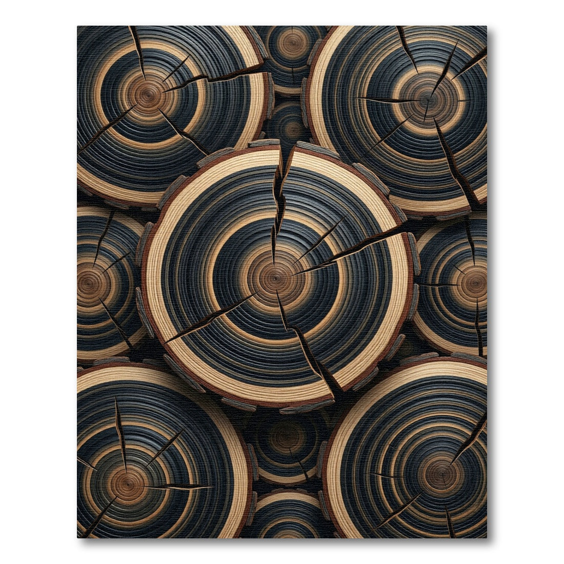 Natural Wood Slice Ringed Composition Rug