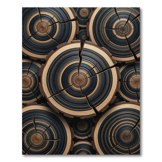 Natural Wood Slice Ringed Composition Rug