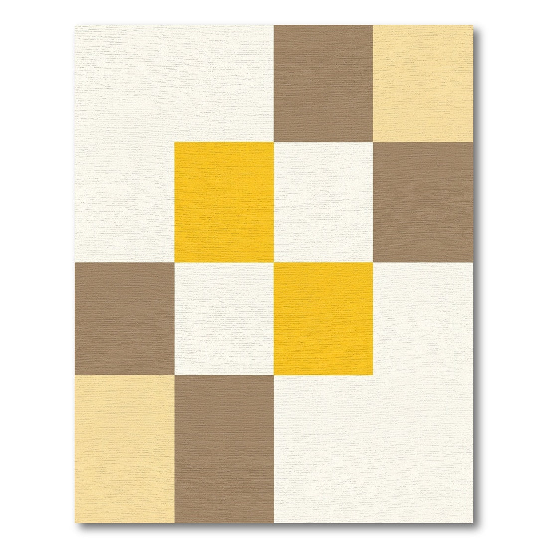 Modern Yellow Brown Geometric Squares Rug
