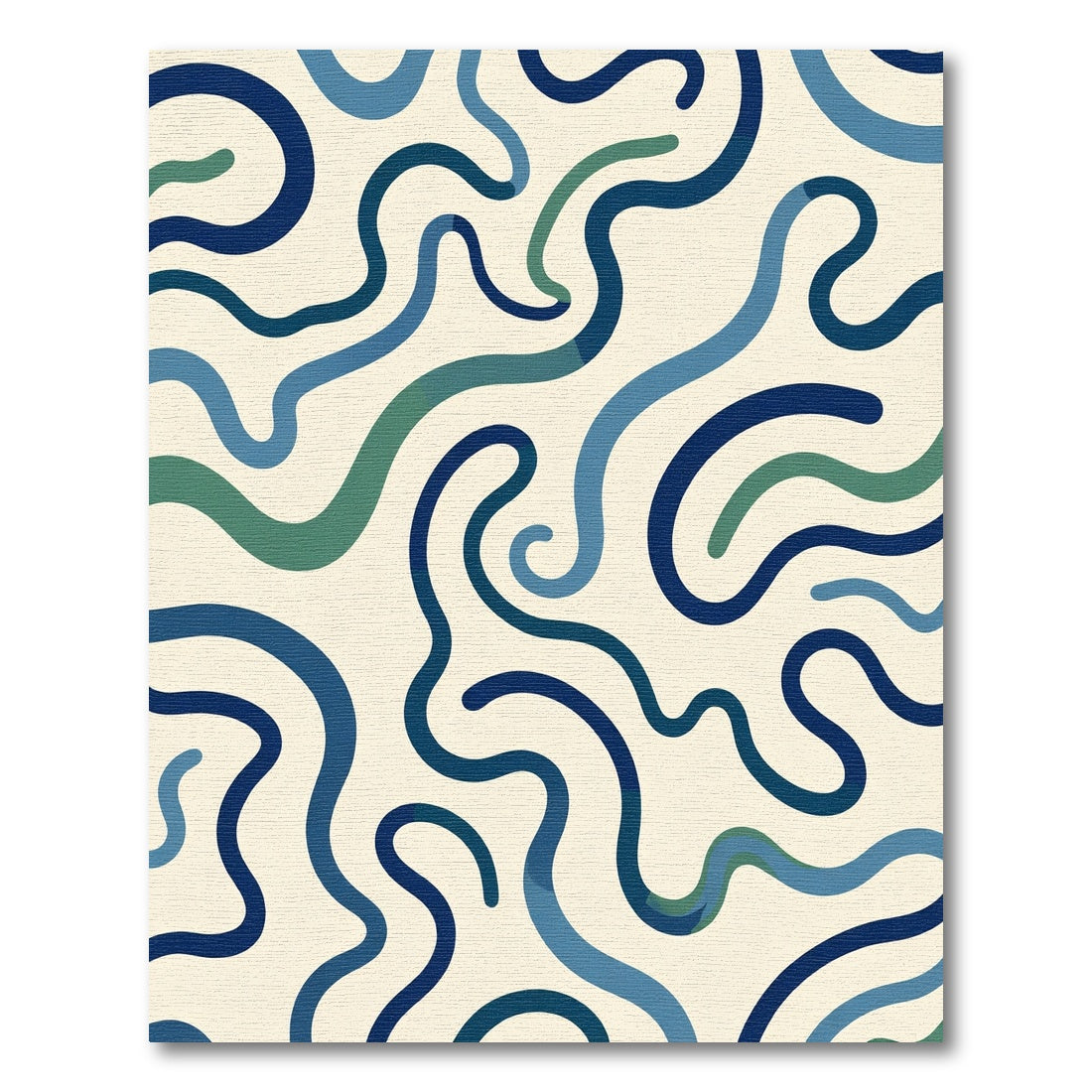 Navy Blue Curving Abstract Lines Rug