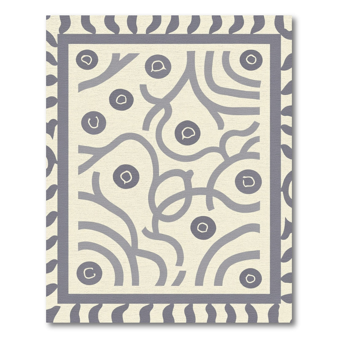 Soft Gray Organic Swirl Medallion Rug