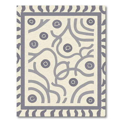 Soft Gray Organic Swirl Medallion Rug