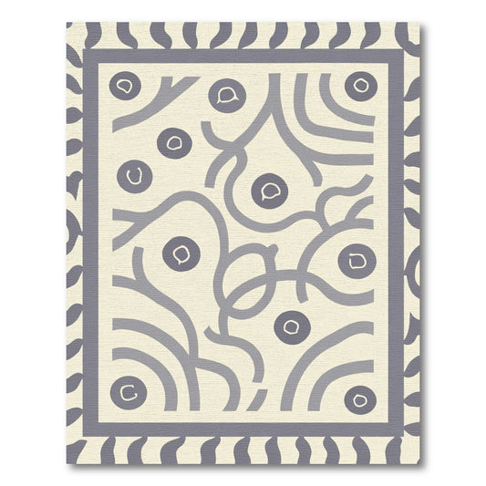 Soft Gray Organic Swirl Medallion Rug