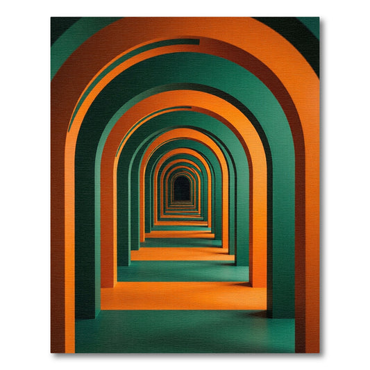 Emerald and Amber Infinite Arched Tunnel Rug