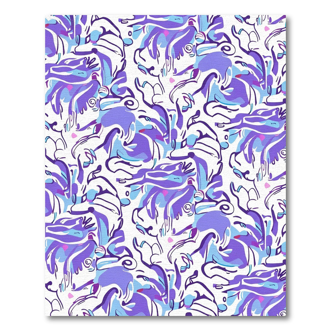 Purple Blue Abstract Whimsical Creatures Rug