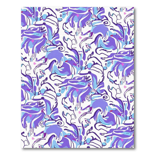 Purple Blue Abstract Whimsical Creatures Rug