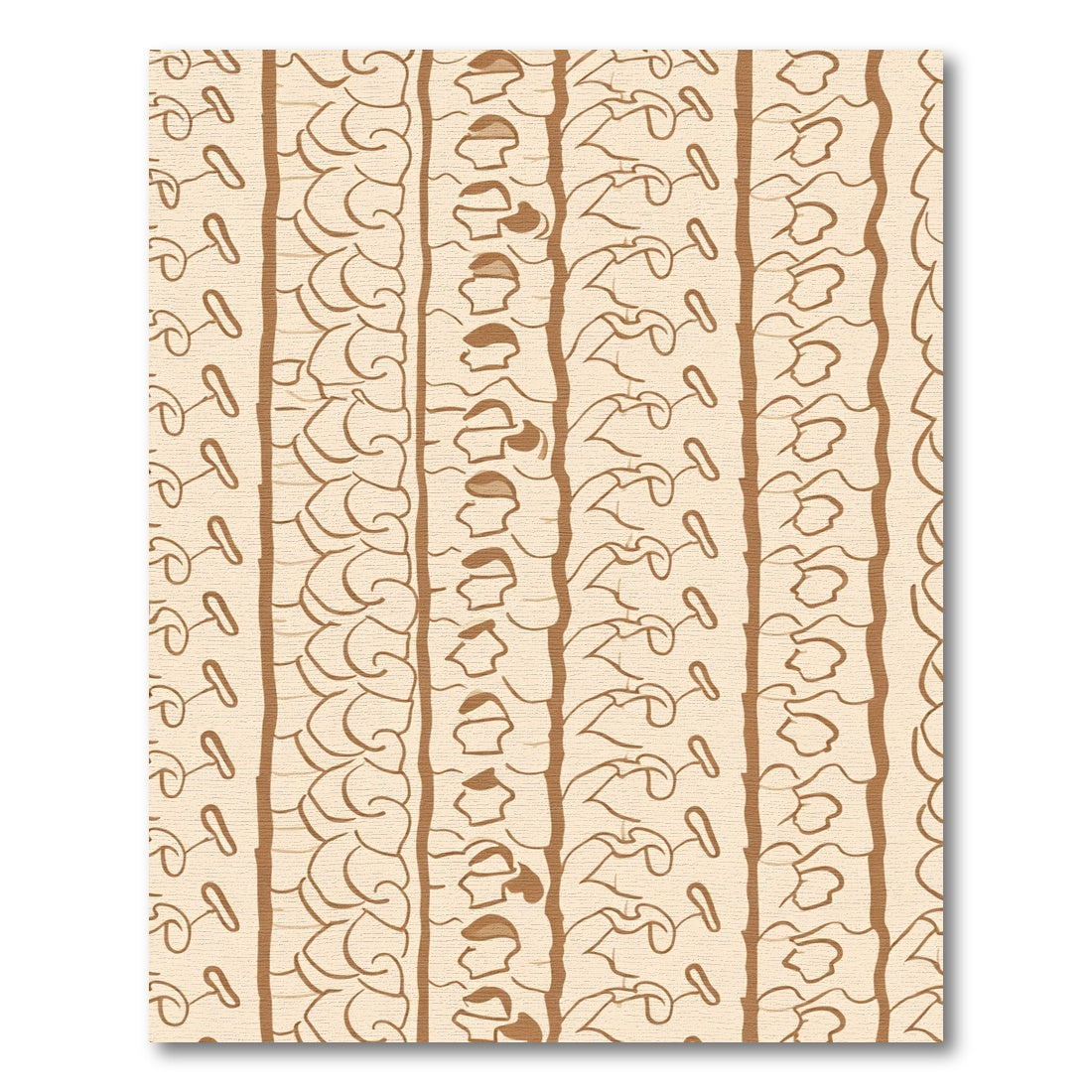 Cream Brown Abstract Vine Border Rug