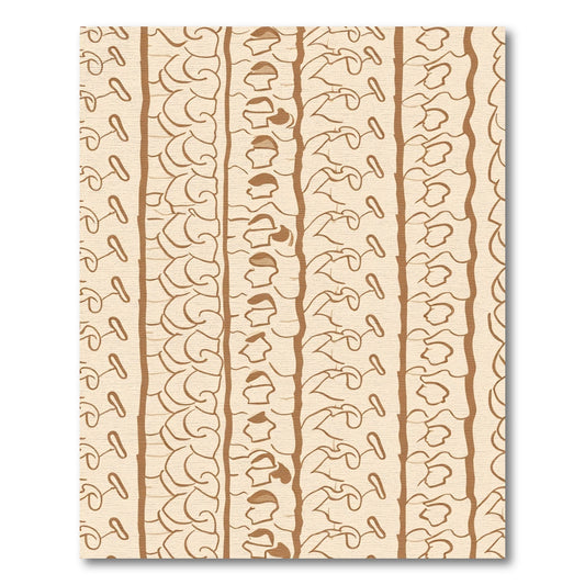 Cream Brown Abstract Vine Border Rug