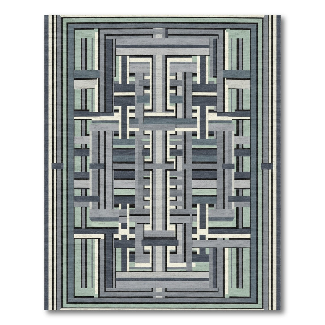 Modern Gray Abstract Interlocking Lines Rug
