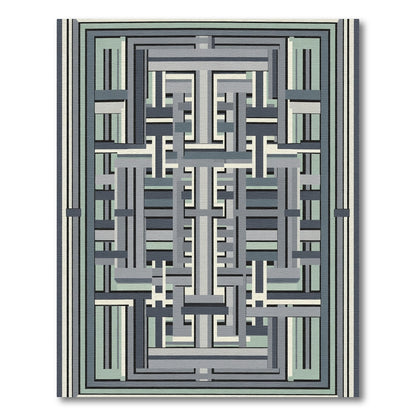 Modern Gray Abstract Interlocking Lines Rug