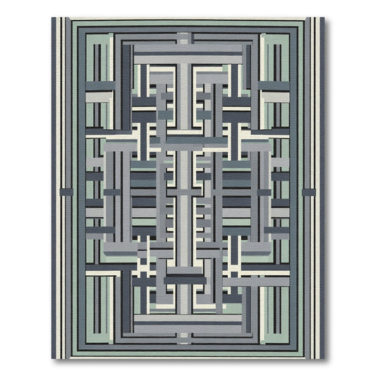 Modern Gray Abstract Interlocking Lines Rug