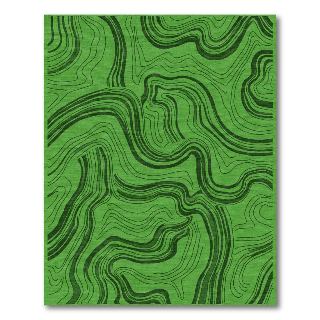 Deep Green Wavy Line Abstract Rug