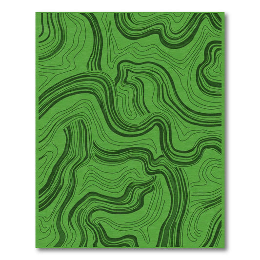 Deep Green Wavy Line Abstract Rug