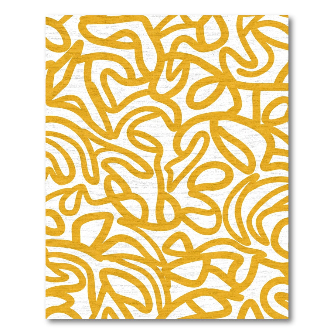 Golden Yellow Abstract Swirl Rug