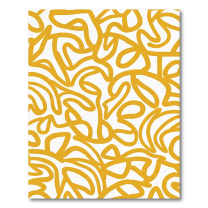 Golden Yellow Abstract Swirl Rug
