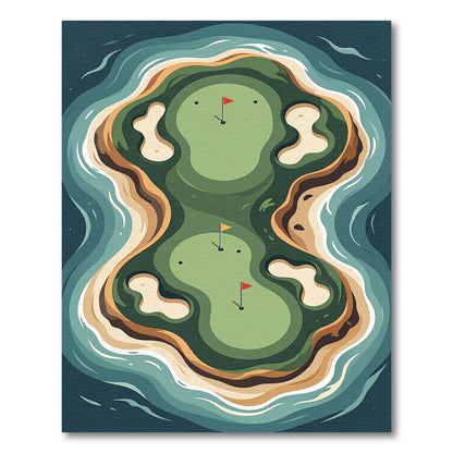Golf Island Green Aerial View Rug