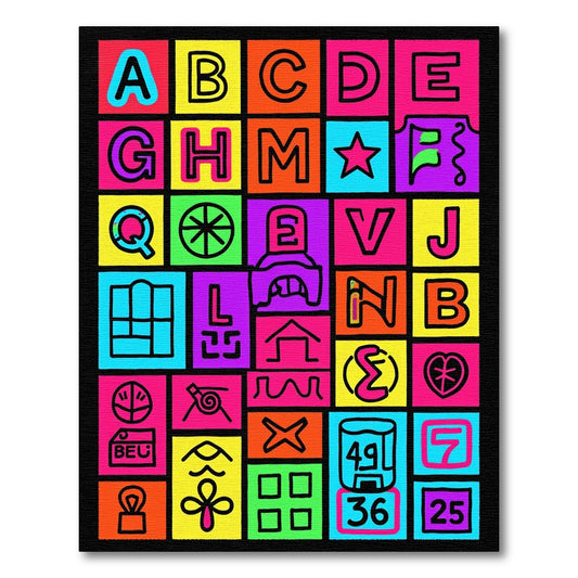 Bright Alphabet Grid Composition Rug