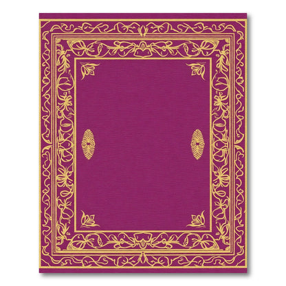 Ornate Gold Floral Frame Magenta Rug