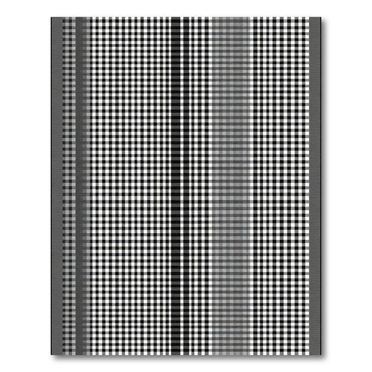Black White Checked Stripe Texture Rug