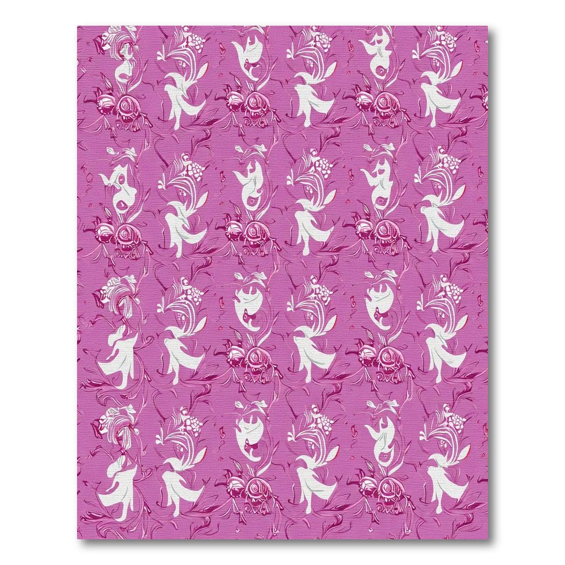 Vivid Fuchsia Floral Vine Medallion Rug