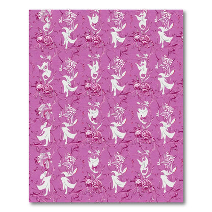 Vivid Fuchsia Floral Vine Medallion Rug