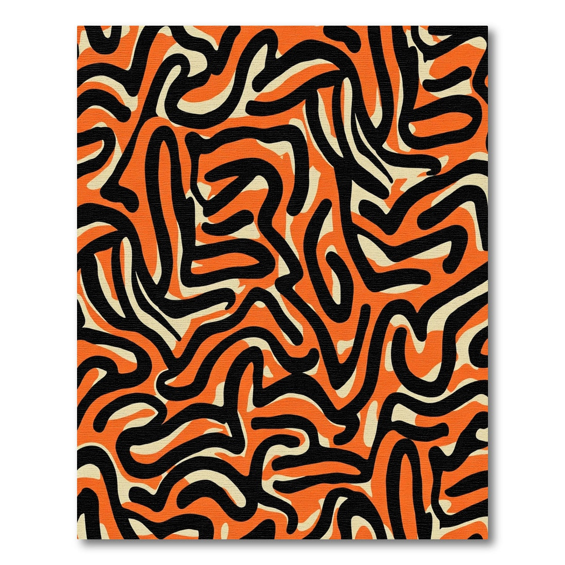Bold Orange Black Swirl Abstract Rug