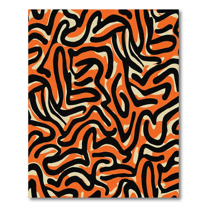 Bold Orange Black Swirl Abstract Rug