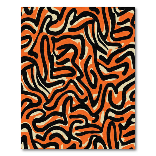 Bold Orange Black Swirl Abstract Rug