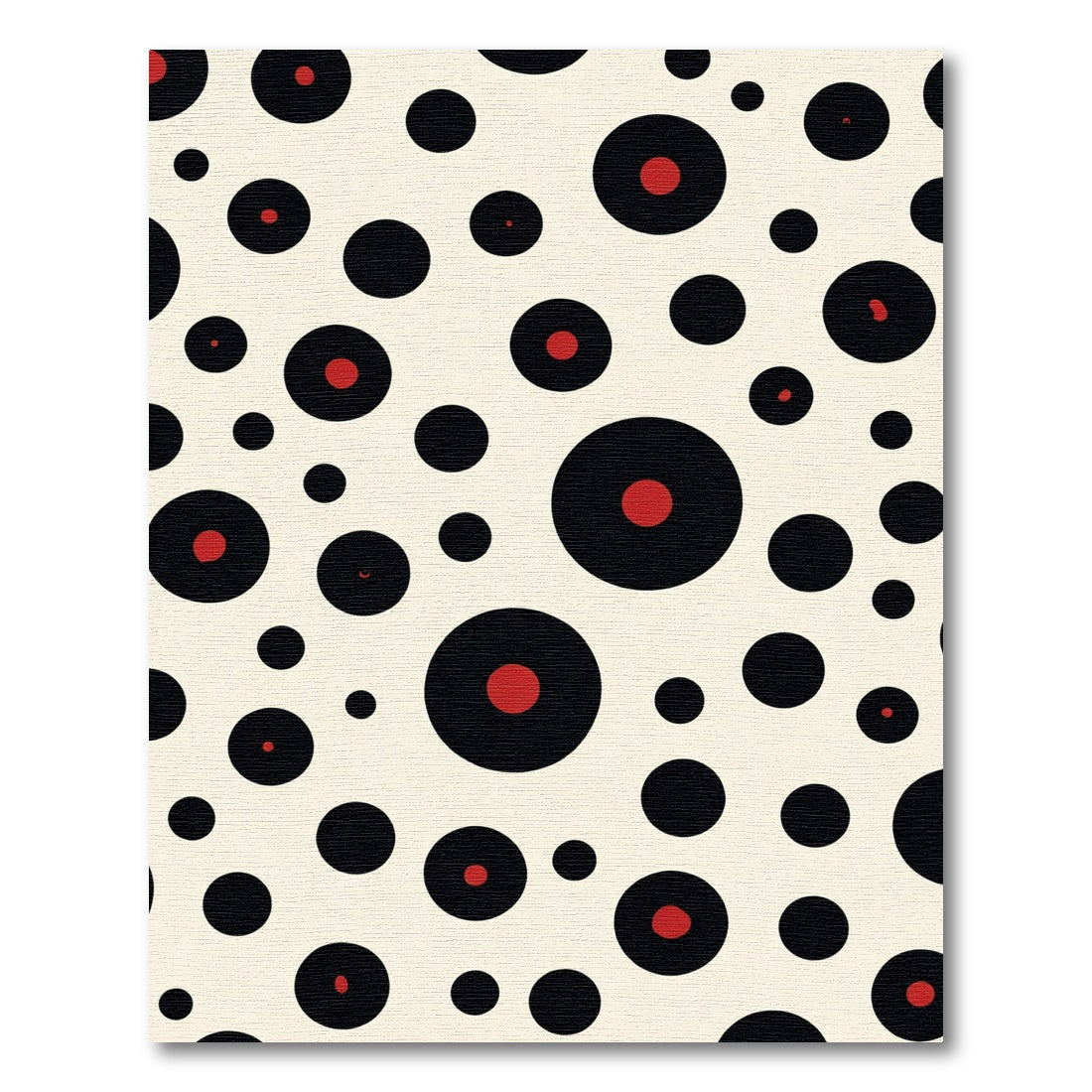 Black Red Dot Polka Modern Field Rug