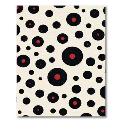 Black Red Dot Polka Modern Field Rug
