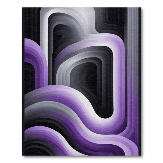 Purple Gradient Layered Abstract Waves Rug